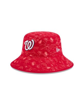 New Era - Big Boys and Girls Red Washington Nationals 2025 Spring Training All Over Print Bucket Hat