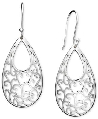Macy's - Sterling Silver Earrings, Open Filigree Drop