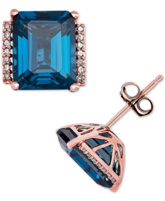 Macy's - Amethyst (4-1/5 ct. t.w.) and Diamond (1/10) Stud Earrings in 14k Gold (Also Available in London Blue Topaz, Mystic Topaz & Peridot)