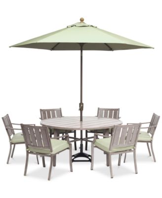 Agio - Wayland Outdoor Aluminum 7-Pc. Dining Set (60" Round Dining Table & 6 Dining Chairs)