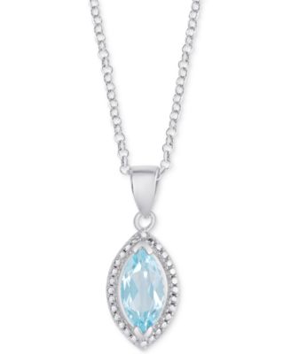 Macy's - Blue Topaz Marquise 18" Pendant Necklace (1-1/5 ct. t.w.) in Sterling Silver