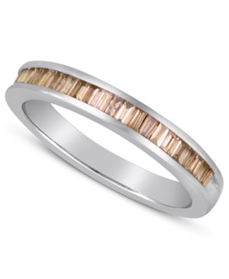 Macy's - Baguette-Cut Champagne Diamond Ring in Sterling Silver (1 ct. t.w.)