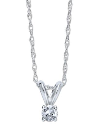 Macy's - 10k White Gold Necklace, Round-Cut Diamond Accent Pendant