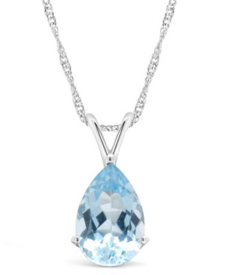 Macy's - Pear-shape Gemstone Pendant Necklace in Sterling Silver. Available in Sky Blue Topaz, Citrine and Rose Quartz