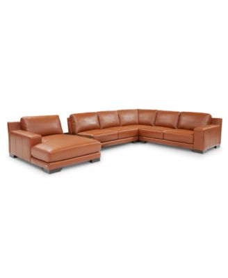 Furniture - Darrium 5-Pc. Leather Chaise Sectional with Console