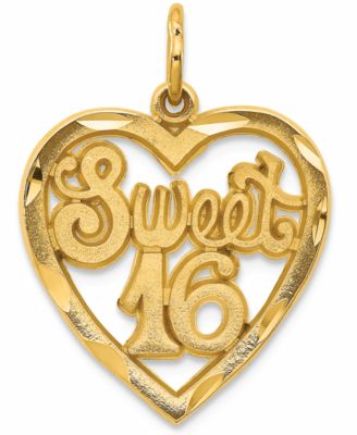 Macy's - Sweet 16 Heart Charm Pendant in 14k Yellow Gold