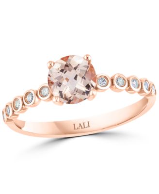 LALI Jewels - Morganite (3/4 ct. t.w.) & Diamond (1/10 ct. t.w.) Ring in 14k Rose Gold