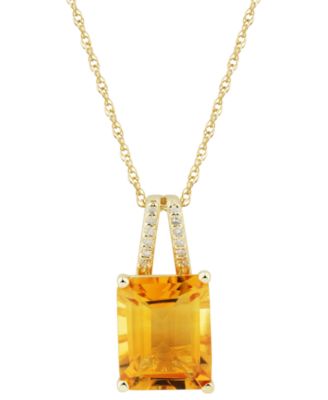 Macy's - Citrine (3 ct. t.w.) & Diamond Accent 18" Pendant Necklace in 14k Gold
