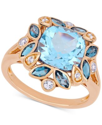 Macy's - Blue Topaz (4-1/2 ct. t.w.) & White Topaz (1/5 ct. t.w.) Ring in 18k Rose Gold-Plated Sterling Silver
