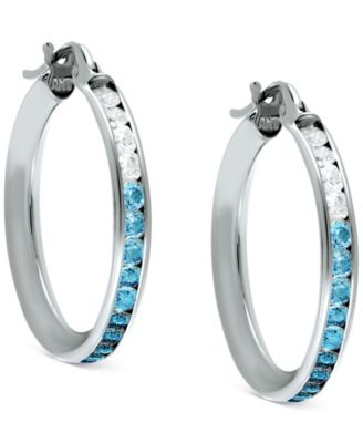 Giani Bernini - Cubic Zirconia Blue Ombr&eacute; Small Hoop Earrings, 0.79"