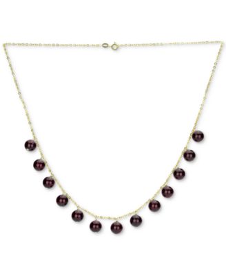 Macy's - Onyx Bead Dangle 18" Statement Necklace in 14k Gold (Also in Malachite, Garnet, Rose Quartz, Lapis Lazuli, Jade, & Turquoise)