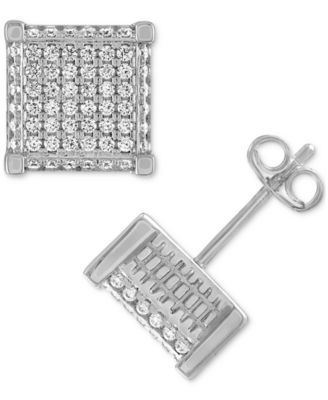 Esquire Men's Jewelry - Cubic Zirconia Square Cluster Stud Earrings, Created for Macy's