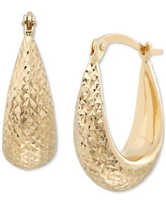 Macy's - Graduated Textured Chunky Oval Hoop Earrings in 14k Gold, Created for