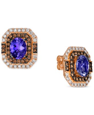 Le Vian - Blueberry Tanzanite (3-3/8 ct. t.w.), Chocolate Diamonds (7/8 ct. t.w.) & Nude Diamonds (3/4 ct. t.w.) Earrings in 14k Rose Gold