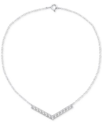 Macy's - Diamond Chevron 18" Statement Necklace (1/10 ct. t.w.) in Sterling Silver