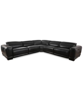 Furniture - Krofton 5-Pc. Beyond Leather Fabric Sectional with 3 Power Motion Recliners