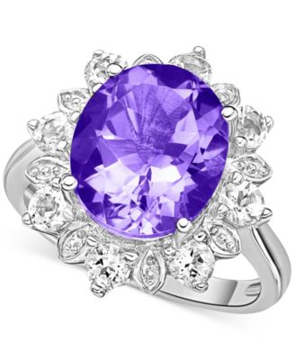 Macy's - Amethyst (4-1/2 ct. t.w.) & White Topaz (7/8 ct. t.w.) Halo Ring in Sterling Silver (Also in Blue Topaz)