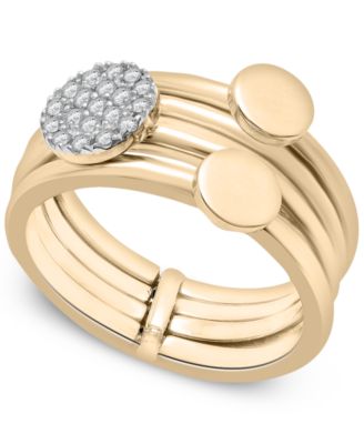Wrapped - Diamond Four Row Stack Ring (1/6 ct. t.w.) in 10k Gold