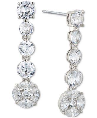 Eliot Danori - Silver-Tone Cubic Zirconia Linear Drop Earrings, Created for Macy's