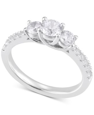 Macy's - Diamond Three Stone Engagement Ring (1/2 ct. t.w.) in 14k White Gold