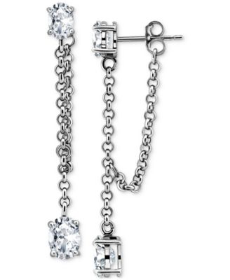 Giani Bernini - Cubic Zirconia Chain Oval Drop Earrings in Sterling Silver