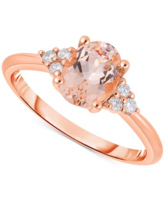 Macy's - Morganite (1 ct. t.w.) & Diamond (1/10 ct. t.w.) Oval Ring in 10k Rose Gold