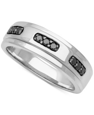 Macy's - Men's Black Diamond Band (1/4 ct. t.w.) in Sterling Silver