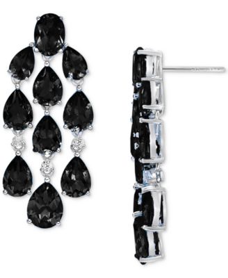 Macy's - Truffle Sapphire (17-3/8 ct. t.w.) & White Topaz (1/4 ct. t.w.) Chandelier Drop Earrings in Sterling Silver