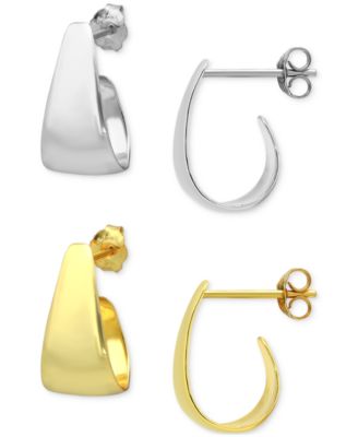 Macy's - 2-Pc. Set Graduated Small Hoop Earrings in Sterling Silver & 18k Gold-Plated Sterling Silver