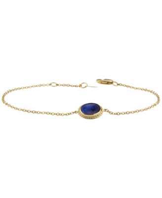 Macy's - Lapis Lazuli Oval Rope-Framed Link Bracelet in 14k Gold (Also in Malachite)