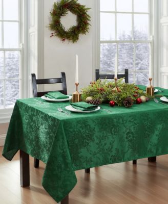 Elrene - Poinsettia  Jacquard Holiday Tablecloth
