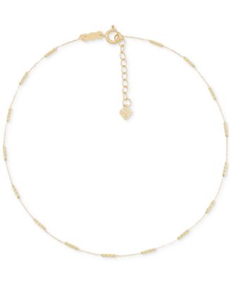 Macy's - Textured Cylindrical Bead Ankle Bracelet in 14k Gold