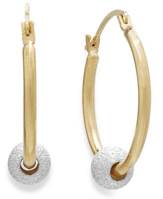 Macy's - Beaded Hoop Earrings in 10k Gold and Sterling Silver