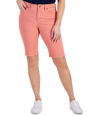Style & Co - Women's Mid-Rise Raw-Edge Bermuda Jean Shorts