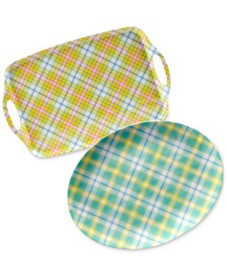 Certified International - Easter Plaid Melamine Trays, Set 2