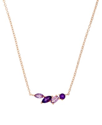 Macy's - Amethyst (1/3 ct. t.w.) & Rose de France Amethyst (1/3 ct. t.w.) Mixed Cut Cluster 18" Pendant Necklace in 14k Rose Gold-Plated Sterling Silver
