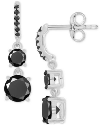 Macy's - Black Spinel Linear Drop Earrings (2-7/8 ct. t.w.) in Sterling Silver