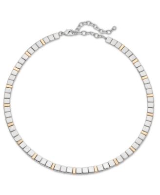 On 34th - Two-Tone Square Beaded Collar Necklace, 16" + 3" extender