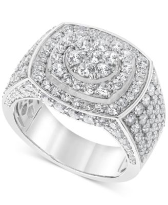 Macy's - Men's Diamond Cluster Statement Ring (4 ct. t.w.) in 10k White, Yellow or Rose Gold