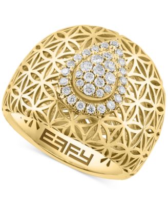 EFFY Collection - Diamond Teardrop Cluster Floral Lattice Statement Ring (1/3 ct. t.w.) in 14k Gold