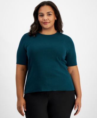 Tahari ASL - Plus Size Short-Sleeve Crewneck Sweater