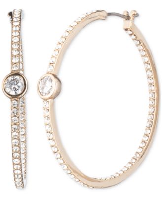 Givenchy - Silver-Tone Medium Pav&eacute; & Cubic Zirconia Hoop Earrings, 1.27"