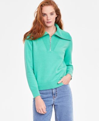 On 34th - Women's Striped Half-Zip Sweater