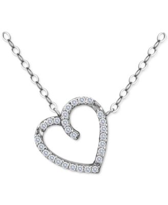 Giani Bernini - Cubic Zirconia Heart Pendant Necklace, 16" + 2" extender