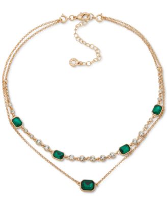 Anne Klein - Gold-Tone Crystal & Color Stone Layered Statement Necklace, 16" + 3" extender