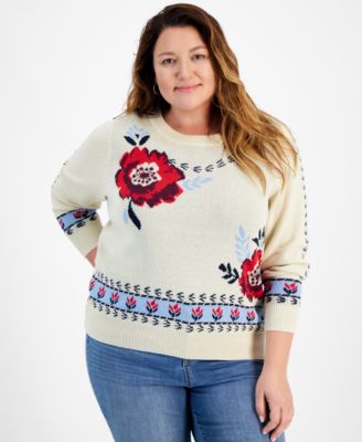 Style & Co - Plus Size Whimsy Graphic Crewneck Sweater