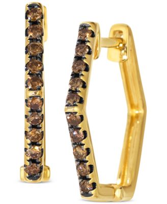Le Vian - Chocolate Diamond Hexagon Small Hoop Earrings (1/5 ct. t.w.) in 14k Gold, 0.65"