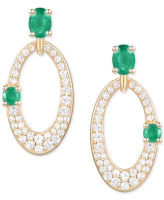 Macy's - Ruby (5/8 ct. t.w.) & Diamond (1/3 ct. t.w.) Oval Doorknocker Drop Earrings in 14k Gold