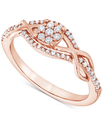 Macy's - Diamond Cluster Twist Openwork Ring (1/4 ct. t.w.) in 10k Rose Gold