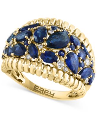 EFFY Collection - Diamond (1/6 ct. t.w.) & Sapphire (3-1/2 ct. t.w.) Ring in 14k Yellow Gold